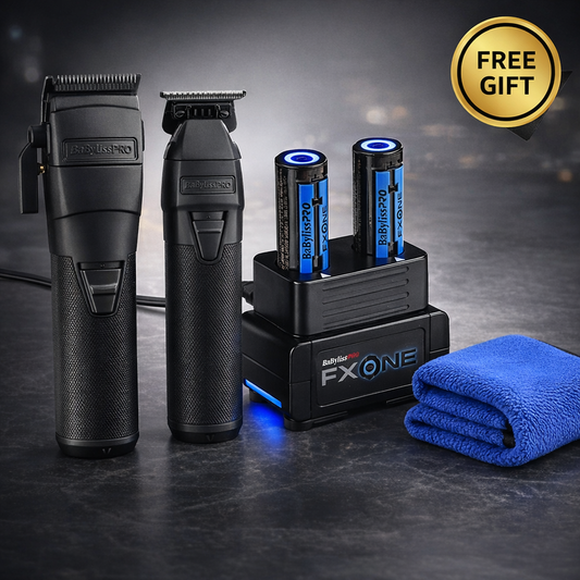 BaBylissPRO FXONE BlackFX Clipper & Trimmer Set – Brushless Barber Kit for Precision Fades, Lineups & Zero-Gap Cutting
