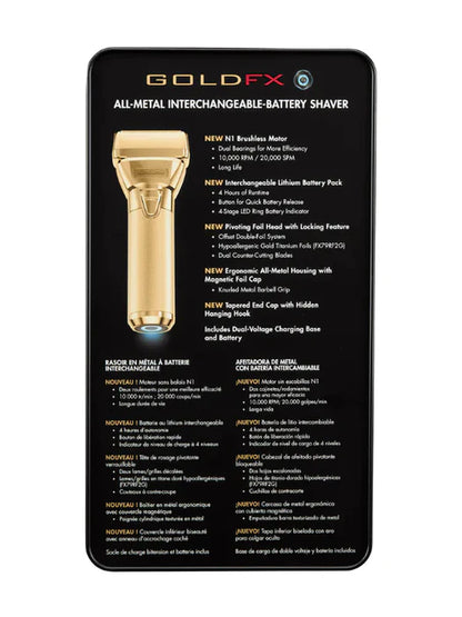 BaBylissPRO™ FXONE Foil Shaver System Kit – Interchangeable Battery, 10,000 RPM, Dual Gold Foils, Charging Base Included