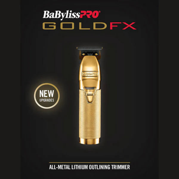 BaBylissPRO GoldFX+ Outlining Cordless Trimmer (FX787NG) – DLC/Titanium T-Blade, 7,200 RPM N1 Brushless Motor, 4-Hour Runtime, USB-C Charging
