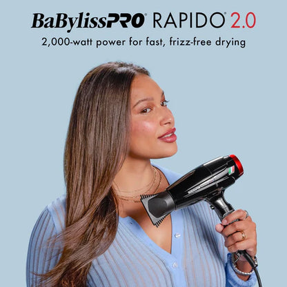 BaBylissPRO™ Rapido 2.0 High-Speed Professional Hair Dryer – 2000W Italian Brushless Motor (BRAP2)