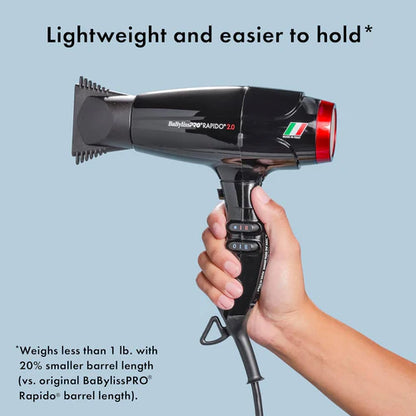 BaBylissPRO™ Rapido 2.0 High-Speed Professional Hair Dryer – 2000W Italian Brushless Motor (BRAP2)