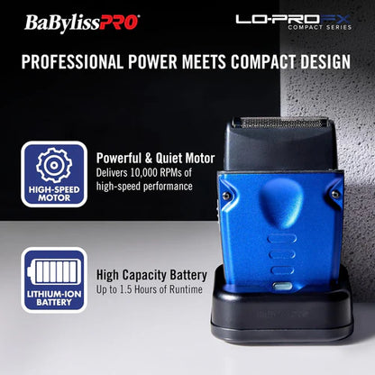 BaBylissPRO® LO-PROFX Compact Single-Foil Shaver (FXLPFS1) – High-Speed Detail Shaver with Black Titanium Foil & USB-C Charging