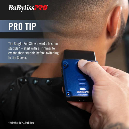 BaBylissPRO® LO-PROFX Compact Single-Foil Shaver (FXLPFS1) – High-Speed Detail Shaver with Black Titanium Foil & USB-C Charging