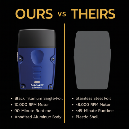 BaBylissPRO® LO-PROFX Compact Single-Foil Shaver (FXLPFS1) – High-Speed Detail Shaver with Black Titanium Foil & USB-C Charging