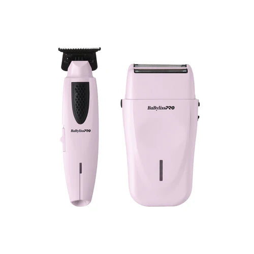 BaBylissPRO® LithiumFX+ Pink Trimmer & Foil Shaver Set – Cordless Barber Detail & Close-Shave Combo Kit
