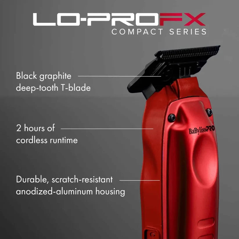 BaBylissPRO Lo-ProFX Compact Trimmer – Metallic Red FX72RD