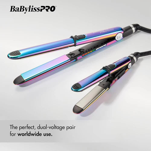 BaBylissPRO Nano Titanium Prima™ Iridescent Flat Iron Set – Prima 3000 (1″) + Prima 2000 (3/4″) BNTPK1RB