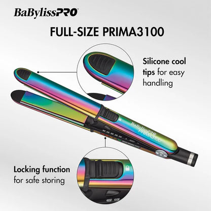 BaBylissPRO Nano Titanium Prima™ Iridescent Flat Iron Set – Prima 3000 (1″) + Prima 2000 (3/4″) BNTPK1RB