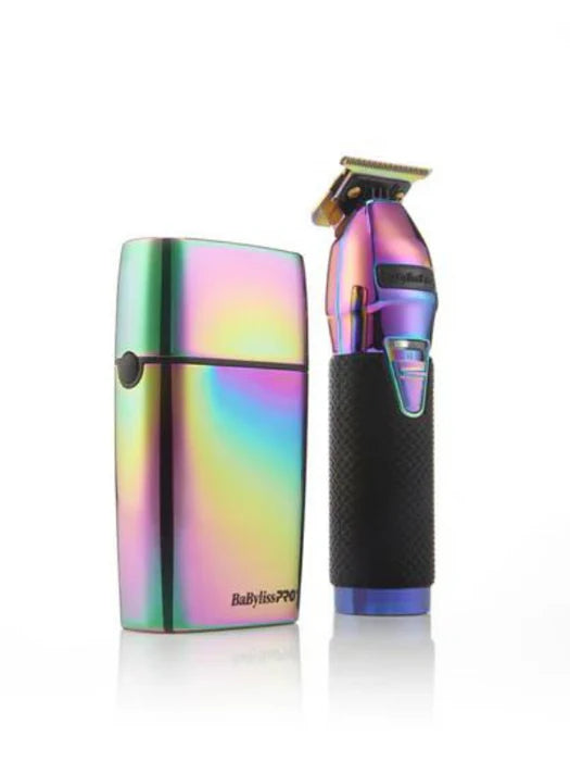 BaBylissPRO LimitedFX Iridescent Trimmer & Double-Foil Shaver Set (FXDUOFS2TRB) – N1 Brushless, 9,500 RPM Foil Shaver