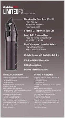 BaBylissPRO LimitedFX Nightfall Purple All-Metal Cordless Clipper (FX870NP)