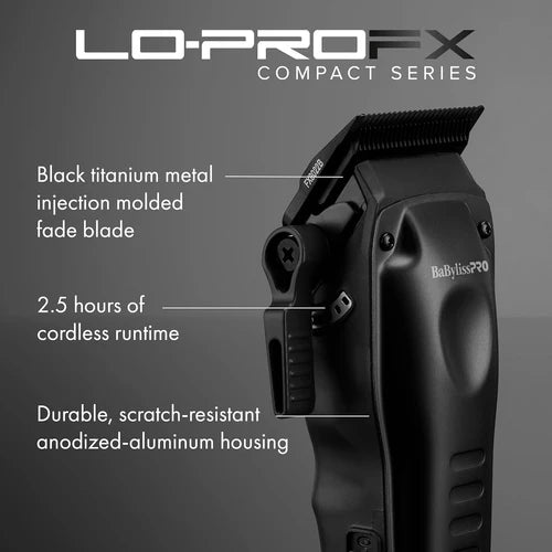 BaBylissPRO Lo-ProFX Compact Clipper – Matte Black FX82MB