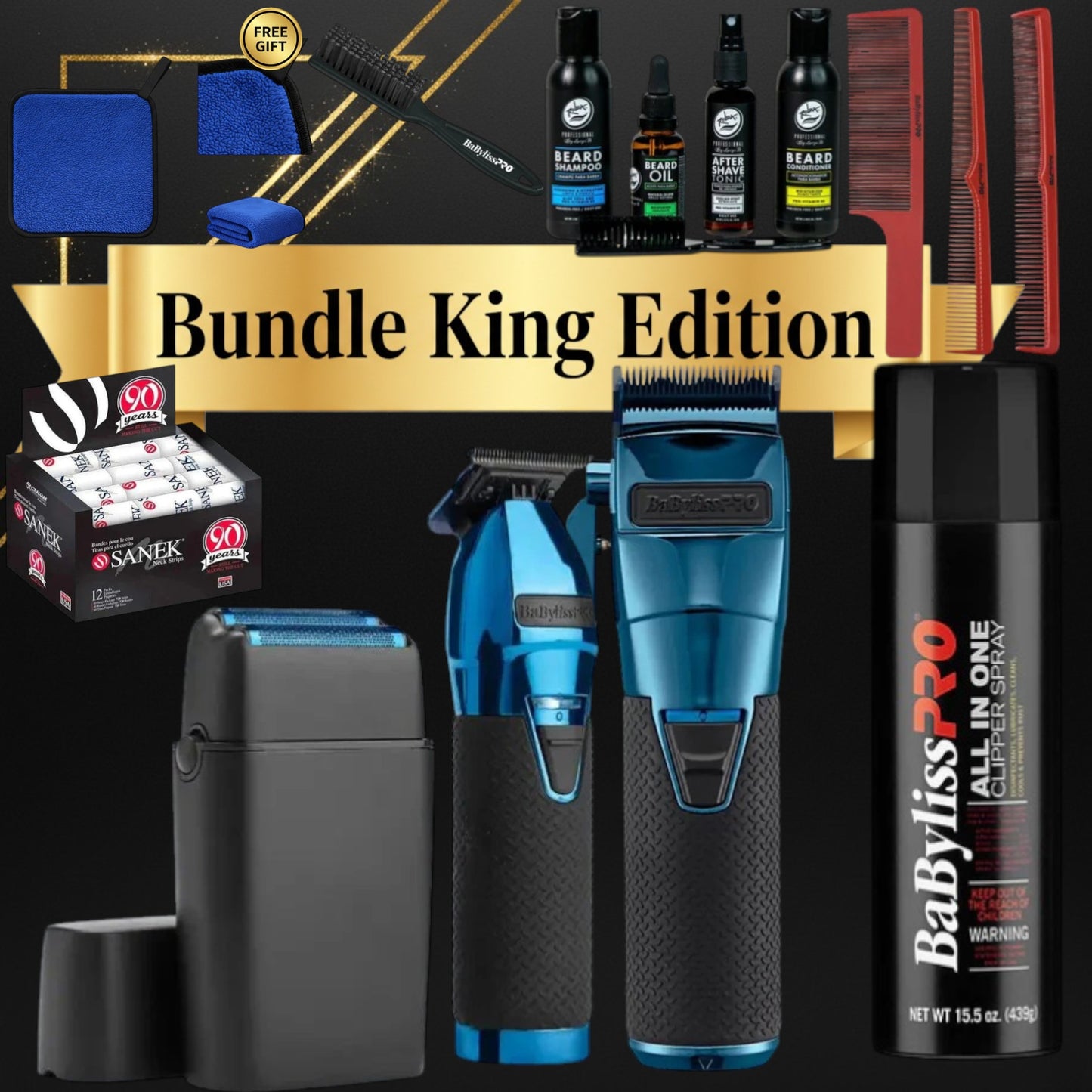 BaBylissPRO Lo-ProFX Blue Luxury Complete System – Limited Edition 3-Tool Professional Kit + Premium Accessories | Bundle King Exclusive