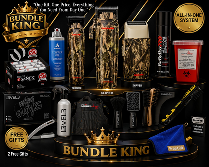 BaBylissPRO Lo-ProFX Compact Camo Beginner Kit – Clipper, Trimmer & Shaver + 12 Professional Accessories | AI-Curated Complete Barber Starter System | Bundle King Edition