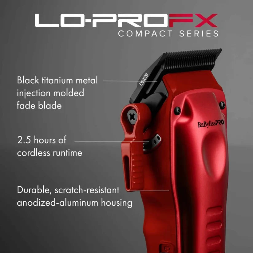 BaBylissPRO Lo-ProFX Compact Clipper Metallic Red FX82RD