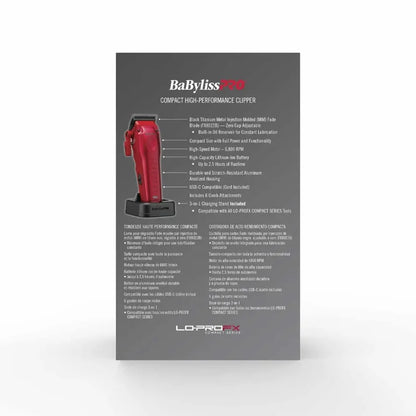 BaBylissPRO Lo-ProFX Compact Clipper Metallic Red FX82RD