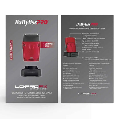 BaBylissPRO Lo-PRO FX Compact Foil Shaver – Metallic Red