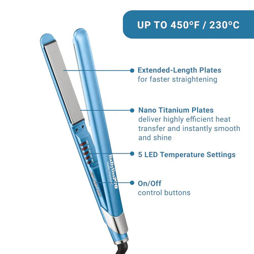 BaBylissPRO Nano Titanium Ultra-Sleek Flat Iron Value Set – 1" Full-Size & 3/4" Mini Straightening Irons for Smooth, Shiny Styling