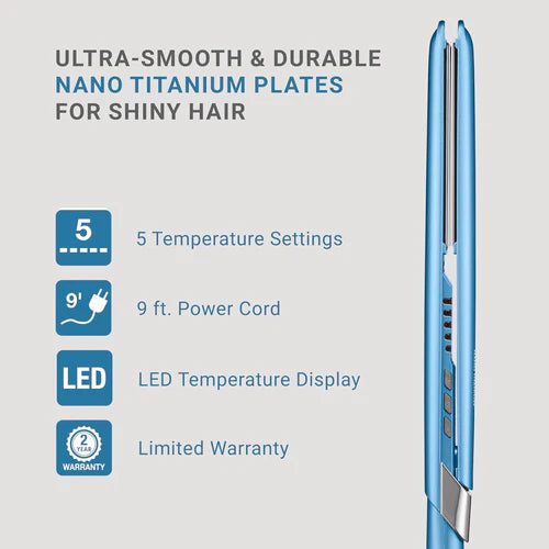 BaBylissPRO Nano Titanium Ultra-Sleek Flat Iron Value Set – 1" Full-Size & 3/4" Mini Straightening Irons for Smooth, Shiny Styling