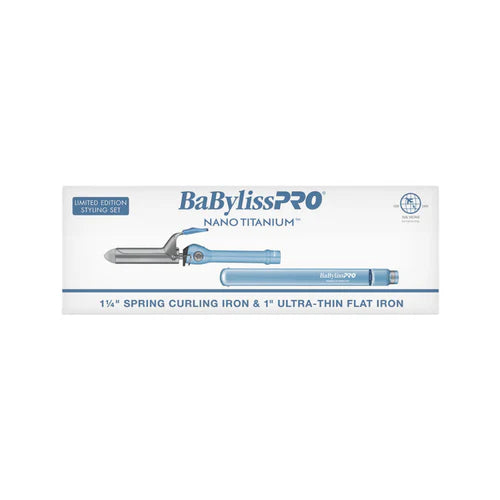 BaBylissPRO Nano Titanium Curling Iron & Flat Iron Professional Styling Bundle (BNTPP80)