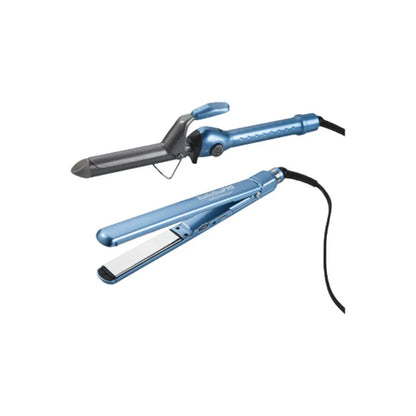 BaBylissPRO Nano Titanium Curling Iron & Flat Iron Professional Styling Bundle (BNTPP80)