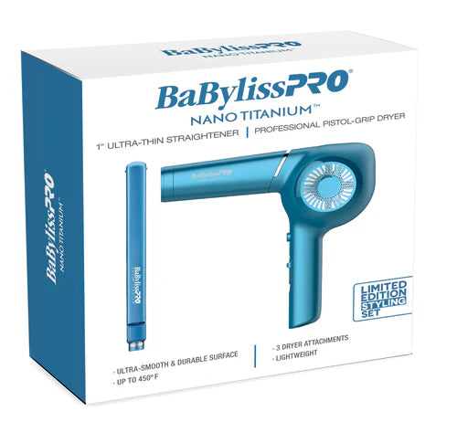 BaBylissPRO Nano Titanium 1" Flat Iron & Classic Dryer Value Pack (BNTPP36UC)