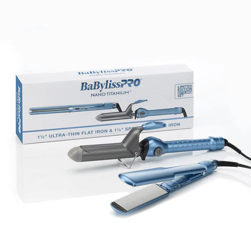 BaBylissPRO Nano Titanium Flat Iron & Curling Iron Professional Styling Value Pack (BNTPP69)