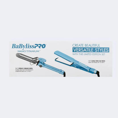 BaBylissPRO Nano Titanium Flat Iron & Curling Iron Professional Styling Value Pack (BNTPP69)