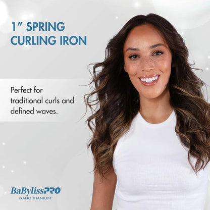 BaBylissPRO Nano Titanium™ 1" Spring Curling Iron – Professional Salon Curling Tool (BNT100S)