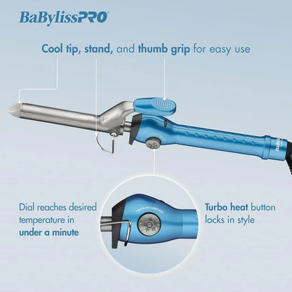 BaBylissPRO Nano Titanium™ 3/4" Spring Curling Iron – Professional Mini Curl Styling Tool (BNT75S)