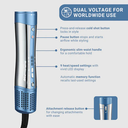 BaBylissPRO™ StyleSwitch Ionic Multi-Styler & Dryer – 5-in-1 Nano Titanium Styling System (BNTSS-5PK)