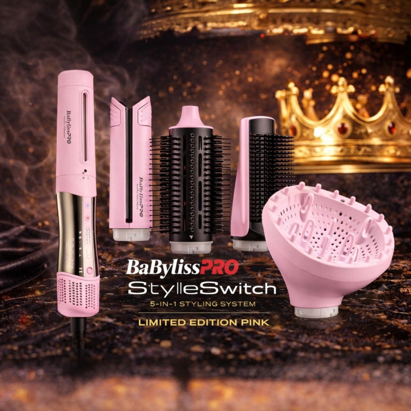 BaBylissPRO Pink StyleSwitch 5-in-1 Hair Dryer & Styling System – Nano Titanium Multi Styler