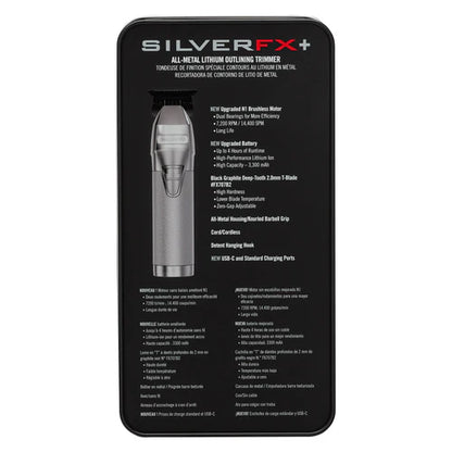 BaBylissPRO® SilverFX+ Cordless Outlining Trimmer – Black Graphite T-Blade, 4-Hour Runtime, USB-C Charging (FX787NS)