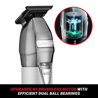 BaBylissPRO® SilverFX+ Cordless Outlining Trimmer – Black Graphite T-Blade, 4-Hour Runtime, USB-C Charging (FX787NS)