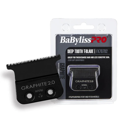 BaBylissPRO® Black Graphite 2.0 Deep Tooth Trimmer Blade (FX707B2) – Zero Gap Adjustable, Replacement Blade for FX787 Models