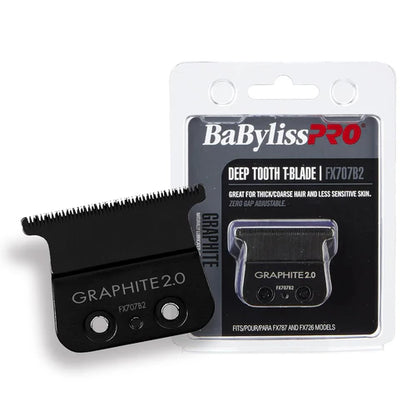 BaBylissPRO® Black Graphite 2.0 Deep Tooth Trimmer Blade (FX707B2) – Zero Gap Adjustable, Replacement Blade for FX787 Models