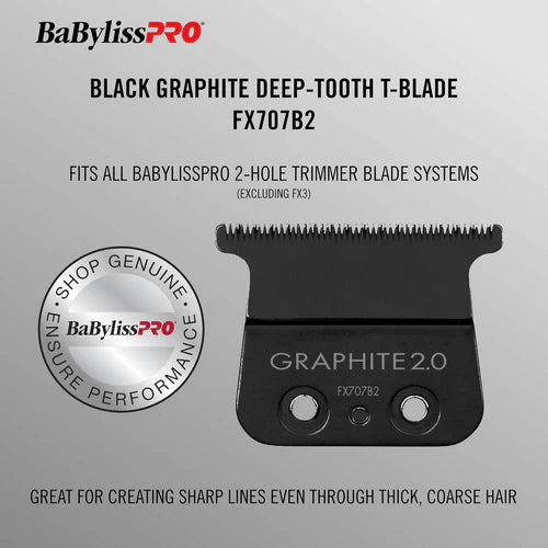 BaBylissPRO® Black Graphite 2.0 Deep Tooth Trimmer Blade (FX707B2) – Zero Gap Adjustable, Replacement Blade for FX787 Models