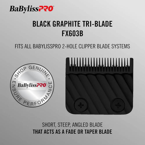 BaBylissPRO® Black Graphite Tri-Blade (FX603B) – Replacement Fade & Taper Blade for FX870, FX825 & FX673 Clippers