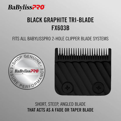 BaBylissPRO® Black Graphite Tri-Blade (FX603B) – Replacement Fade & Taper Blade for FX870, FX825 & FX673 Clippers