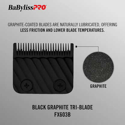 BaBylissPRO® Black Graphite Tri-Blade (FX603B) – Replacement Fade & Taper Blade for FX870, FX825 & FX673 Clippers