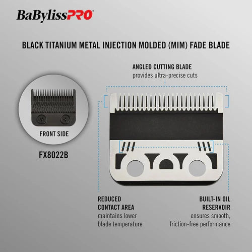 BaBylissPRO® Black Titanium MIM Precision Fade Blade (FX8022B) – Metal Injection Molded Replacement Blade for FX870, FX825, FX829, FX899 & FX673 Clippers