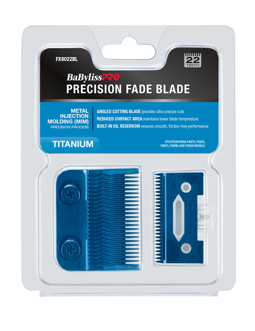BaBylissPRO® Blue Titanium MIM Precision Fade Blade (FX8022BL) – Metal Injection Molded Replacement Blade for FX870, FX825, FX829, FX899 & FX673 Clippers