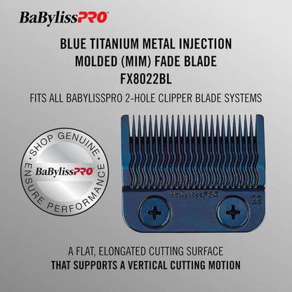 BaBylissPRO® Blue Titanium MIM Precision Fade Blade (FX8022BL) – Metal Injection Molded Replacement Blade for FX870, FX825, FX829, FX899 & FX673 Clippers