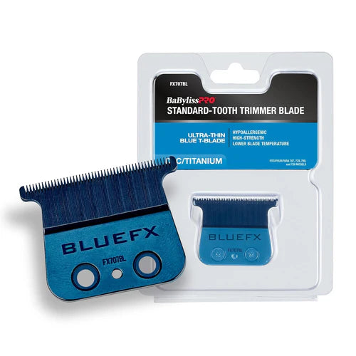 BaBylissPRO® Blue Titanium Standard Tooth T-Blade (FX707BL) – Zero Gap Adjustable Replacement Blade for FX Trimmers