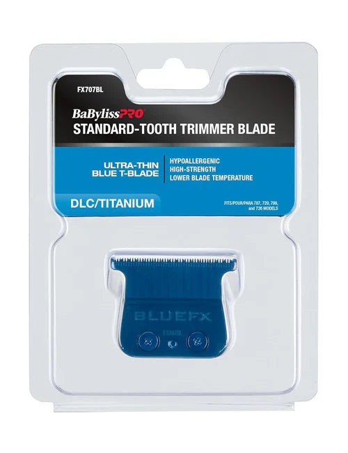 BaBylissPRO® Blue Titanium Standard Tooth T-Blade (FX707BL) – Zero Gap Adjustable Replacement Blade for FX Trimmers