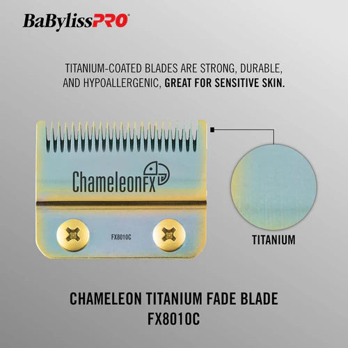 BaBylissPRO® ChameleonFX Titanium Fade Blade (FX8010C) – Zero Gap Adjustable Replacement Fade Blade for FX870, FX825 & FX673 Clippers