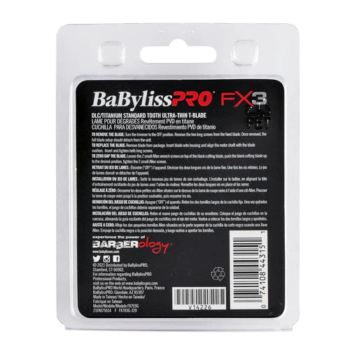 BaBylissPRO® DLC/Titanium Ultra-Thin T-Blade (FX703G) – Zero Gap Adjustable Standard-Tooth Replacement Blade for FXX3T Trimmer