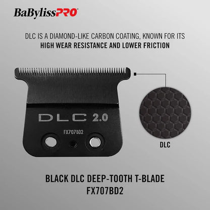 BaBylissPRO® DLC 2.0 Deep Tooth T-Blade (FX707BD2) – Zero Gap Adjustable Replacement Blade for FX787 & FX726 Trimmers