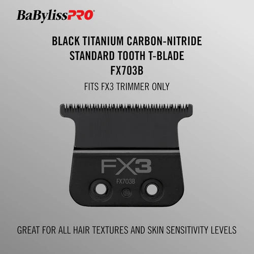 BaBylissPRO® FX3 Titanium Carbon-Nitride Ultra-Thin T-Blade (FX703B) – Zero Gap Adjustable Standard-Tooth Replacement Blade for FXX3TB