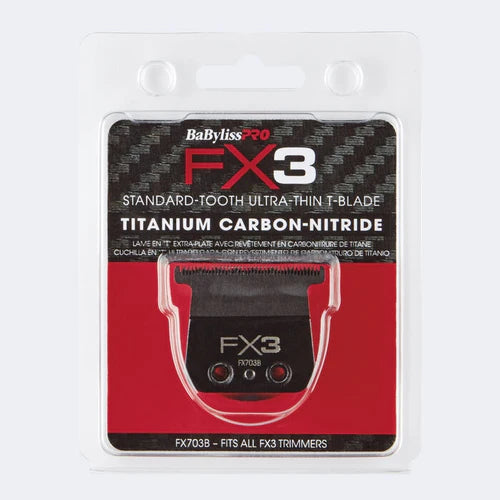 BaBylissPRO® FX3 Titanium Carbon-Nitride Ultra-Thin T-Blade (FX703B) – Zero Gap Adjustable Standard-Tooth Replacement Blade for FXX3TB