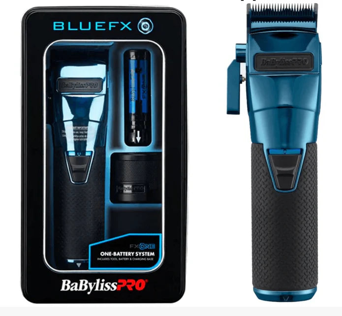 BaBylissPRO FXONE BlueFX Clipper (FX899BL) – Limited Edition Black & Blue, Fade Blade, 6,800 RPM N1 Brushless Motor, Interchangeable Battery System